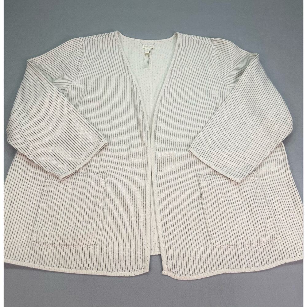Eileen Fisher Reversible Organic Cotton Cardigan Jacket Stripe/Solid Size 2X - Picture 6 of 12